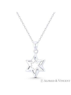 Star of David / Jewish Magen Charm Pendant in .925 Sterling Silver